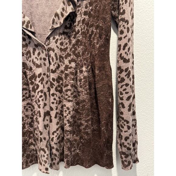 John & Jenn Cardigan Women’s Size Large Leopard Print One Button Cashmere Blend - Picture 5 of 9
